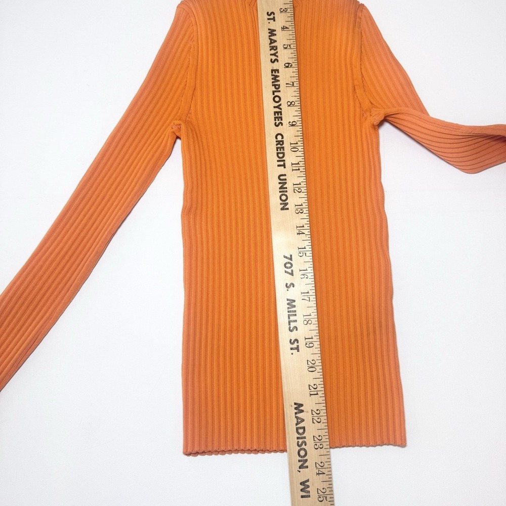 Acne Studios Ribbed Cotton Blend Turtleneck Sweater Knit Medium Orange Bodycon - Picture 10 of 10